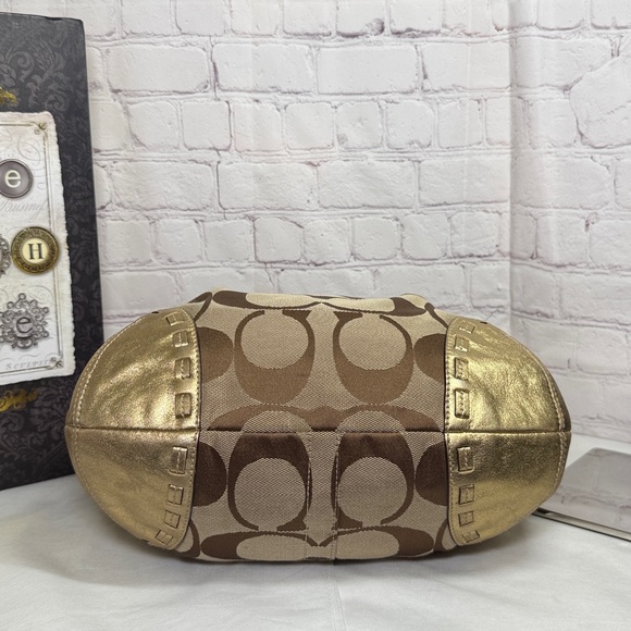 Coach Ergo Signature Jacquard Pleated Brown Canvas Hobo Metallic C0882-12227 - Picture 10 of 16